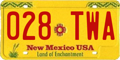 NM license plate 028TWA