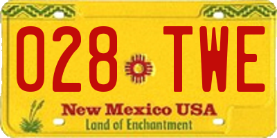 NM license plate 028TWE