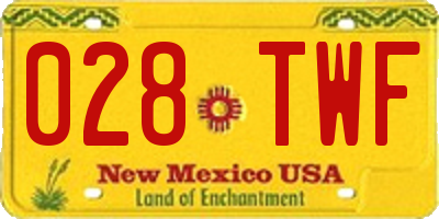 NM license plate 028TWF
