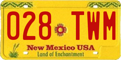 NM license plate 028TWM