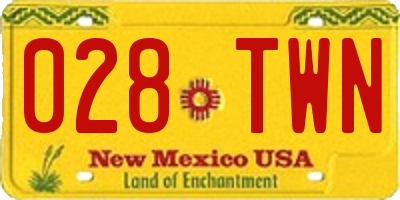 NM license plate 028TWN