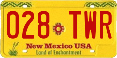 NM license plate 028TWR