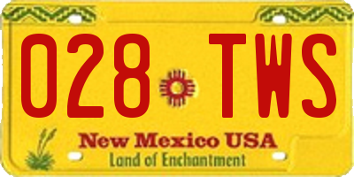 NM license plate 028TWS