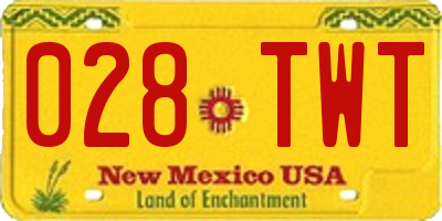 NM license plate 028TWT