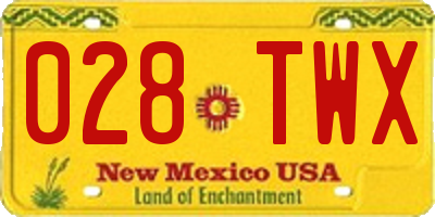 NM license plate 028TWX
