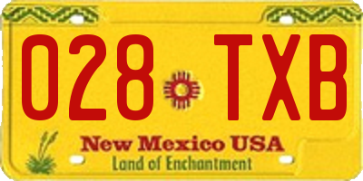 NM license plate 028TXB