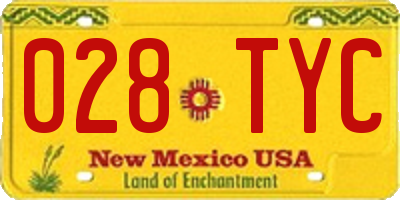 NM license plate 028TYC