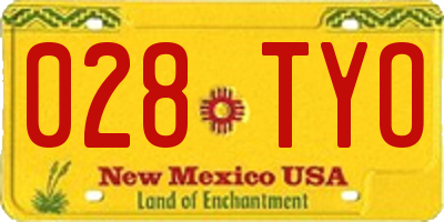 NM license plate 028TYO