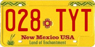 NM license plate 028TYT