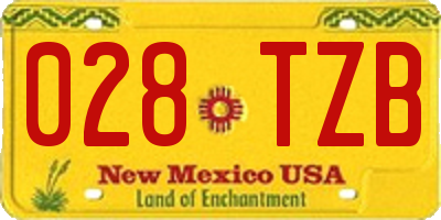 NM license plate 028TZB