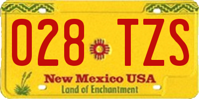 NM license plate 028TZS