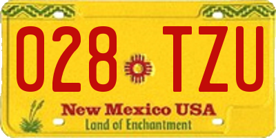 NM license plate 028TZU