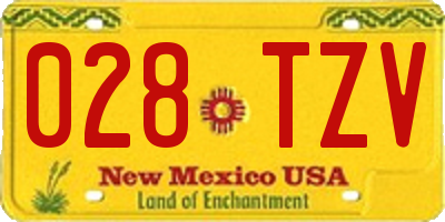 NM license plate 028TZV