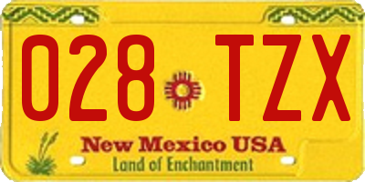 NM license plate 028TZX