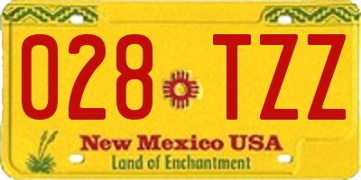 NM license plate 028TZZ