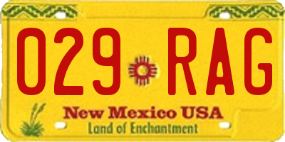NM license plate 029RAG