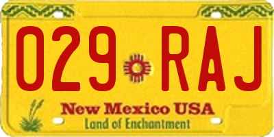 NM license plate 029RAJ