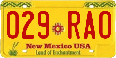 NM license plate 029RAO