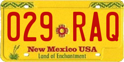 NM license plate 029RAQ