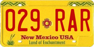 NM license plate 029RAR