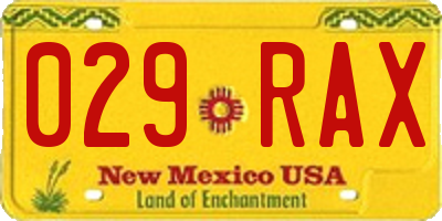 NM license plate 029RAX