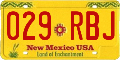 NM license plate 029RBJ