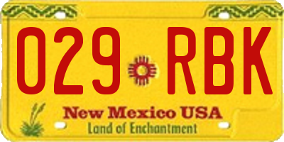 NM license plate 029RBK