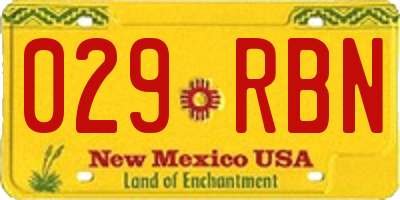 NM license plate 029RBN