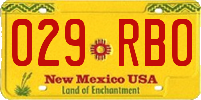 NM license plate 029RBO