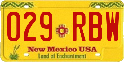 NM license plate 029RBW