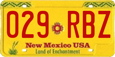 NM license plate 029RBZ