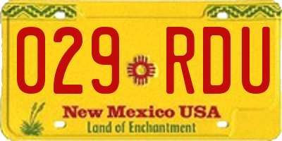 NM license plate 029RDU