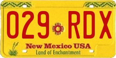 NM license plate 029RDX