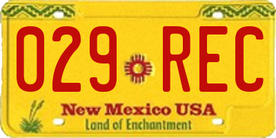 NM license plate 029REC