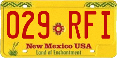 NM license plate 029RFI