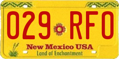 NM license plate 029RFO