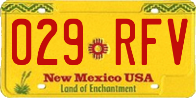 NM license plate 029RFV