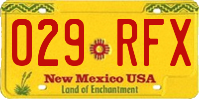 NM license plate 029RFX