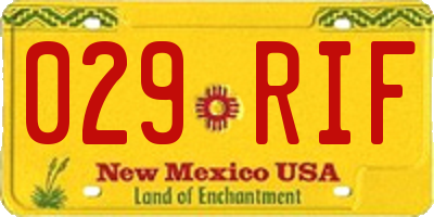 NM license plate 029RIF