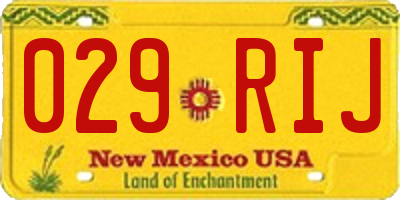 NM license plate 029RIJ