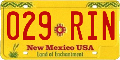 NM license plate 029RIN
