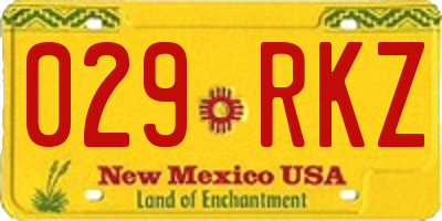 NM license plate 029RKZ