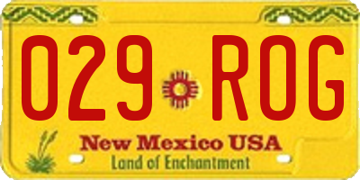 NM license plate 029ROG