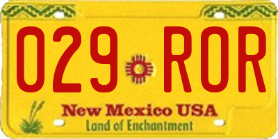 NM license plate 029ROR