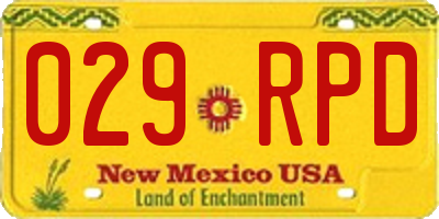 NM license plate 029RPD
