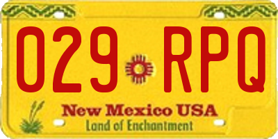 NM license plate 029RPQ