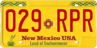 NM license plate 029RPR