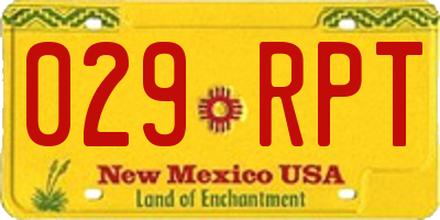 NM license plate 029RPT