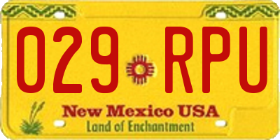 NM license plate 029RPU