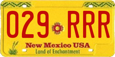 NM license plate 029RRR